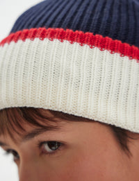 4qty NEW  / Gants Bahia en laine -  Navy Red Ecru