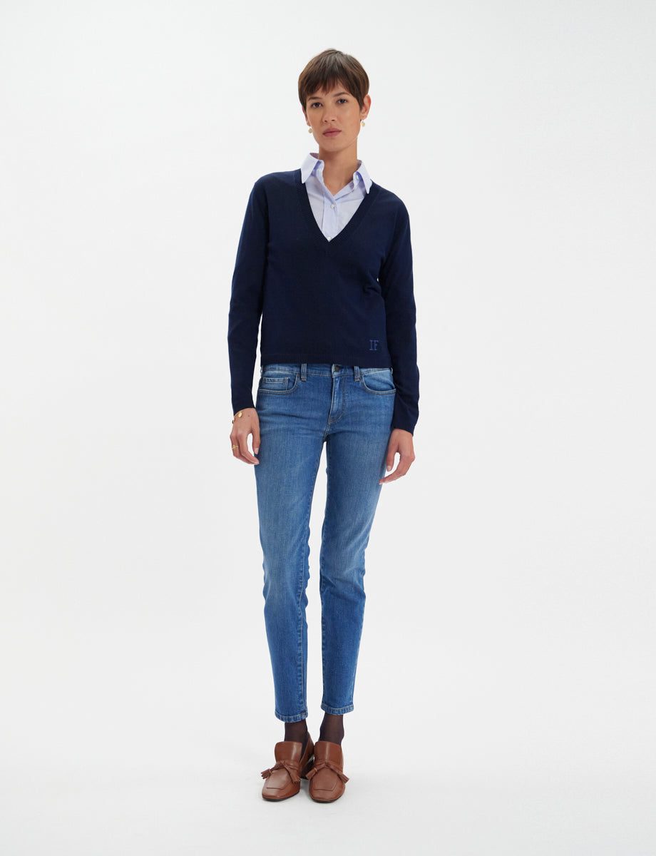 2qty NEW  / Pull Morgana en laine -  Blue Navy