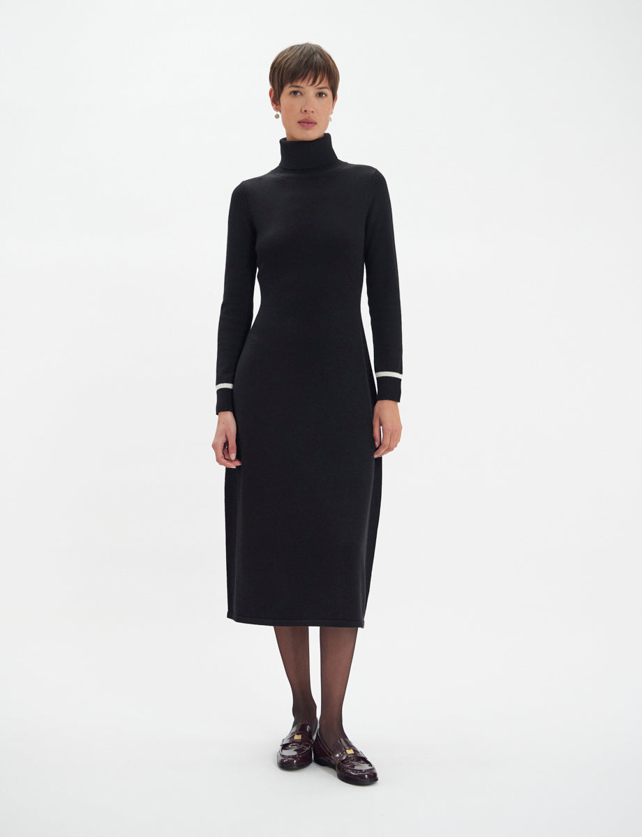 27qty NEW  / Robe Divine en laine -  Black