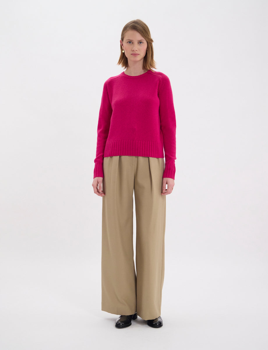 14qty NEW  / Pull Arthur en laine et cachemire mélangé -  Pink