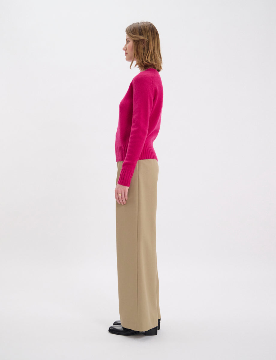 14qty NEW  / Pull Arthur en laine et cachemire mélangé -  Pink
