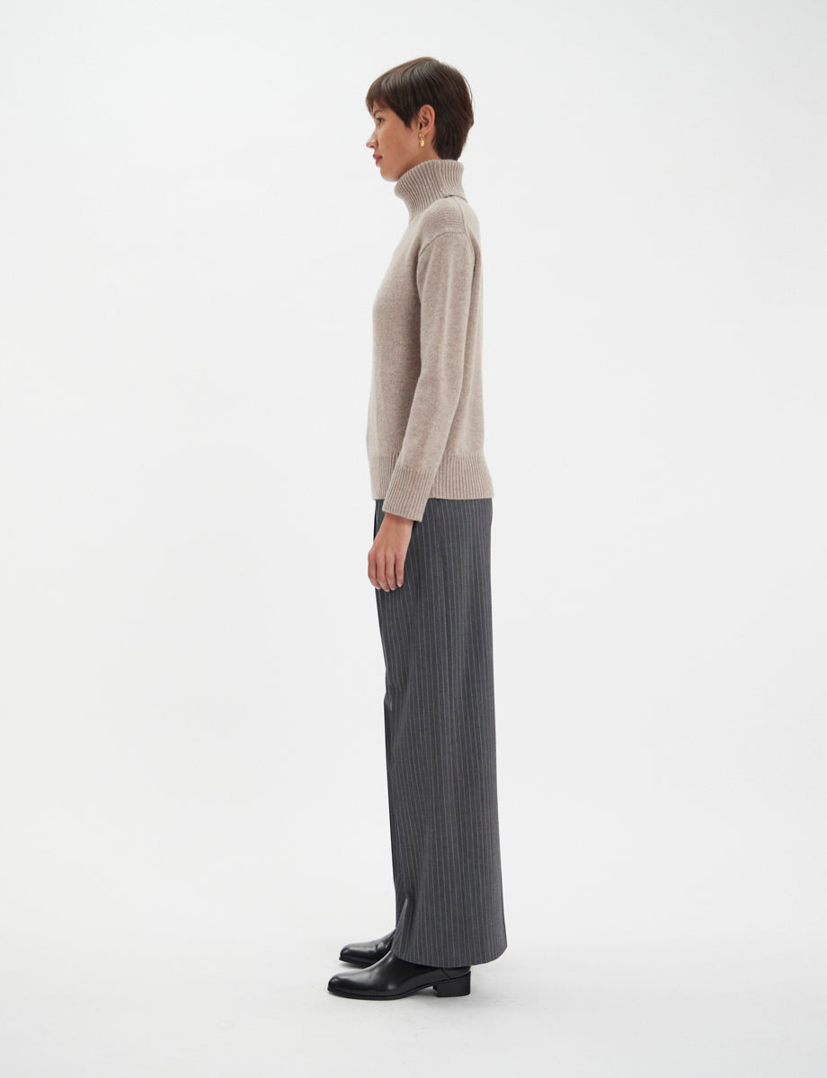 14qty NEW  / Pull Aiden en laine et cachemire mélangé -  Beige