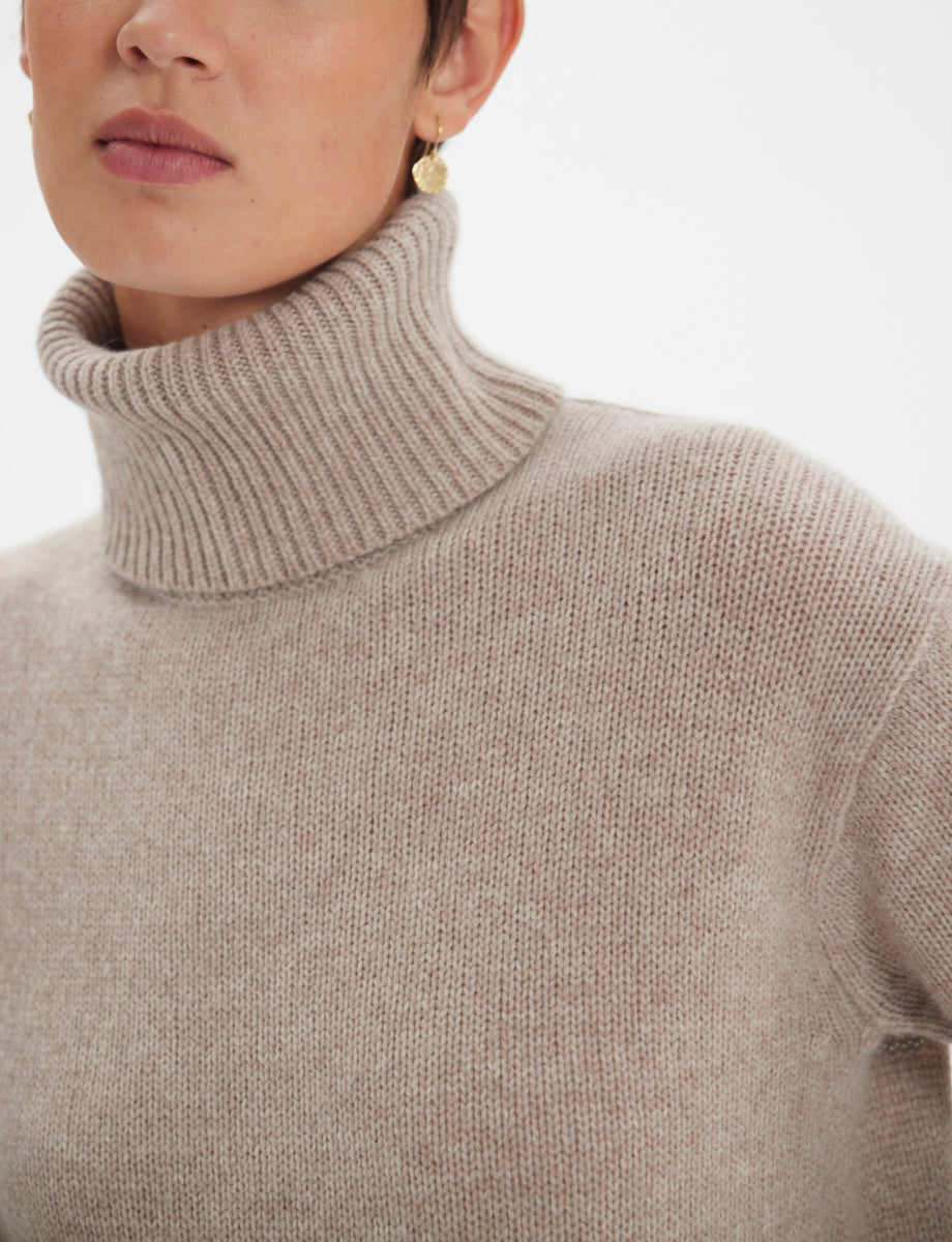 14qty NEW  / Pull Aiden en laine et cachemire mélangé -  Beige
