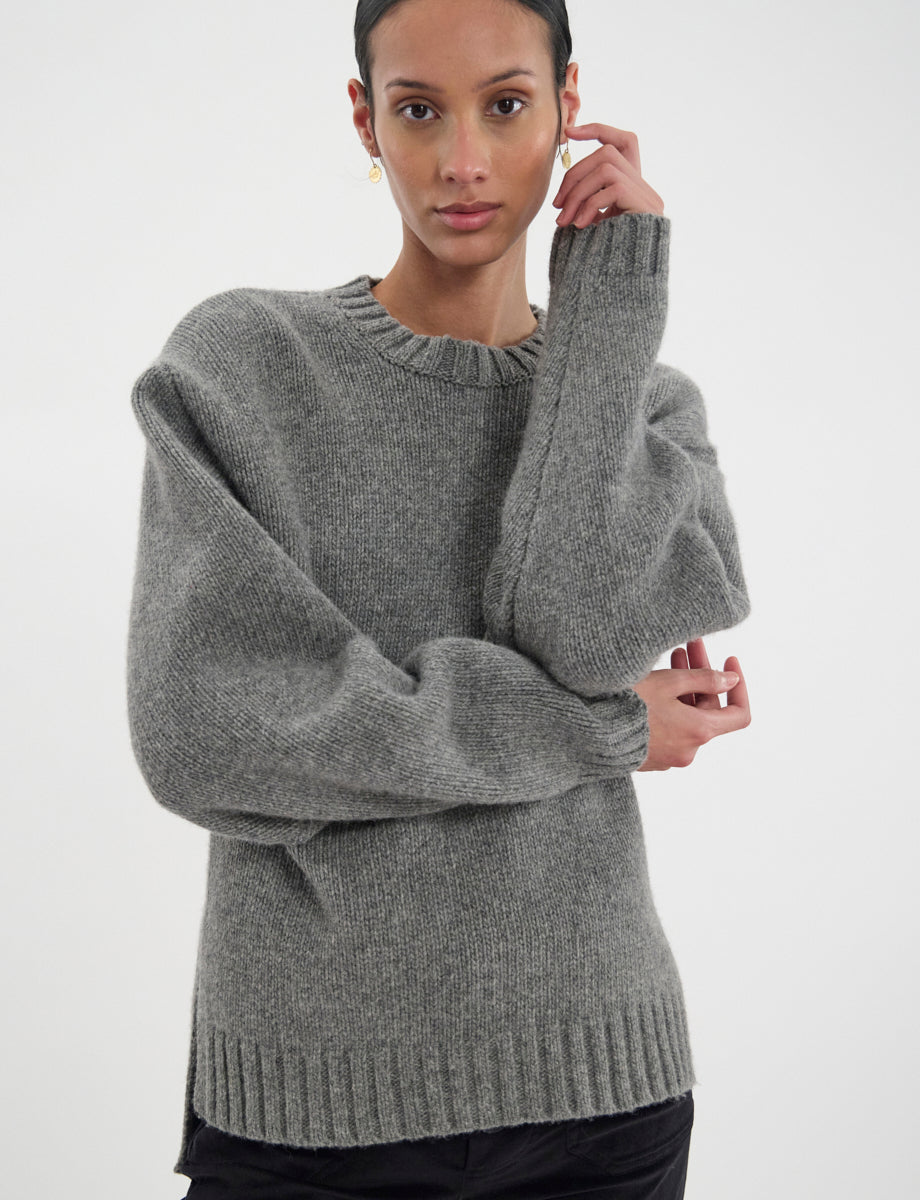 22qty NEW  / Pull Paulin en cachemire -  Mid Grey