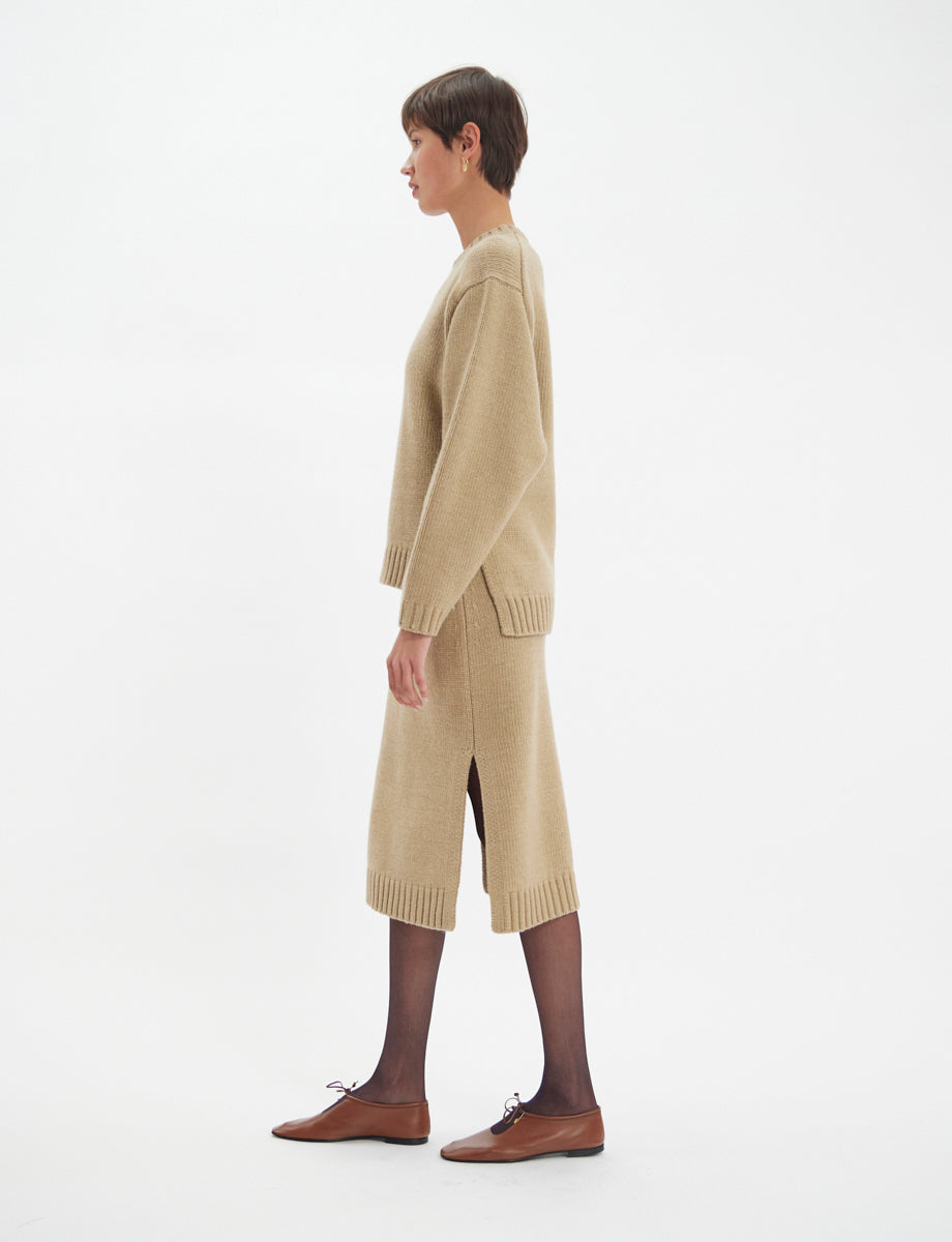 44qty NEW  / Pull Paulin en cachemire -  Light Camel
