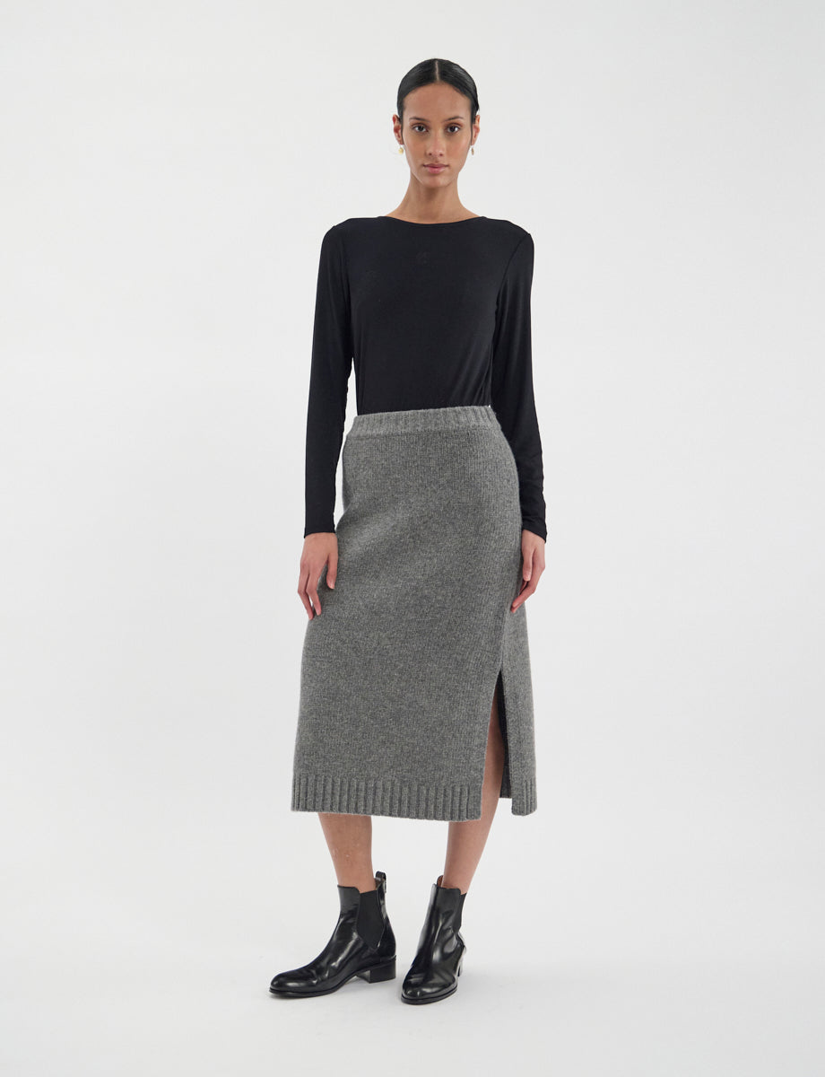 40qty NEW  / Jupe Damia en cachemire -  Mid Grey