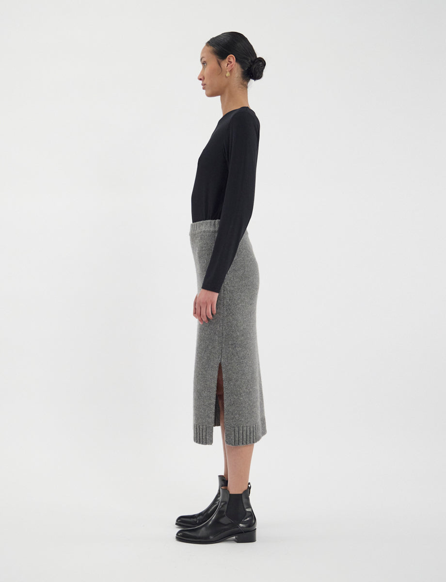 40qty NEW  / Jupe Damia en cachemire -  Mid Grey