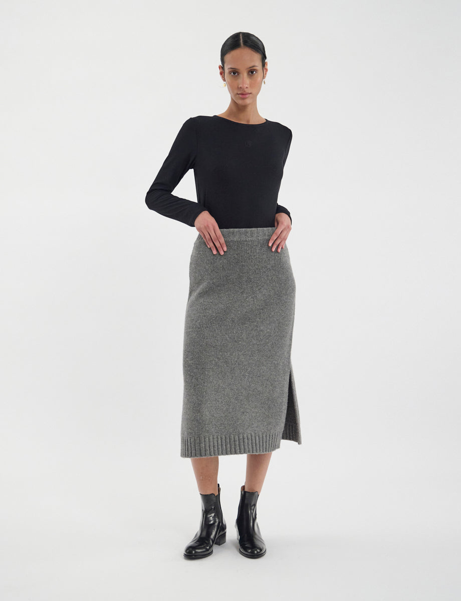 40qty NEW  / Jupe Damia en cachemire -  Mid Grey