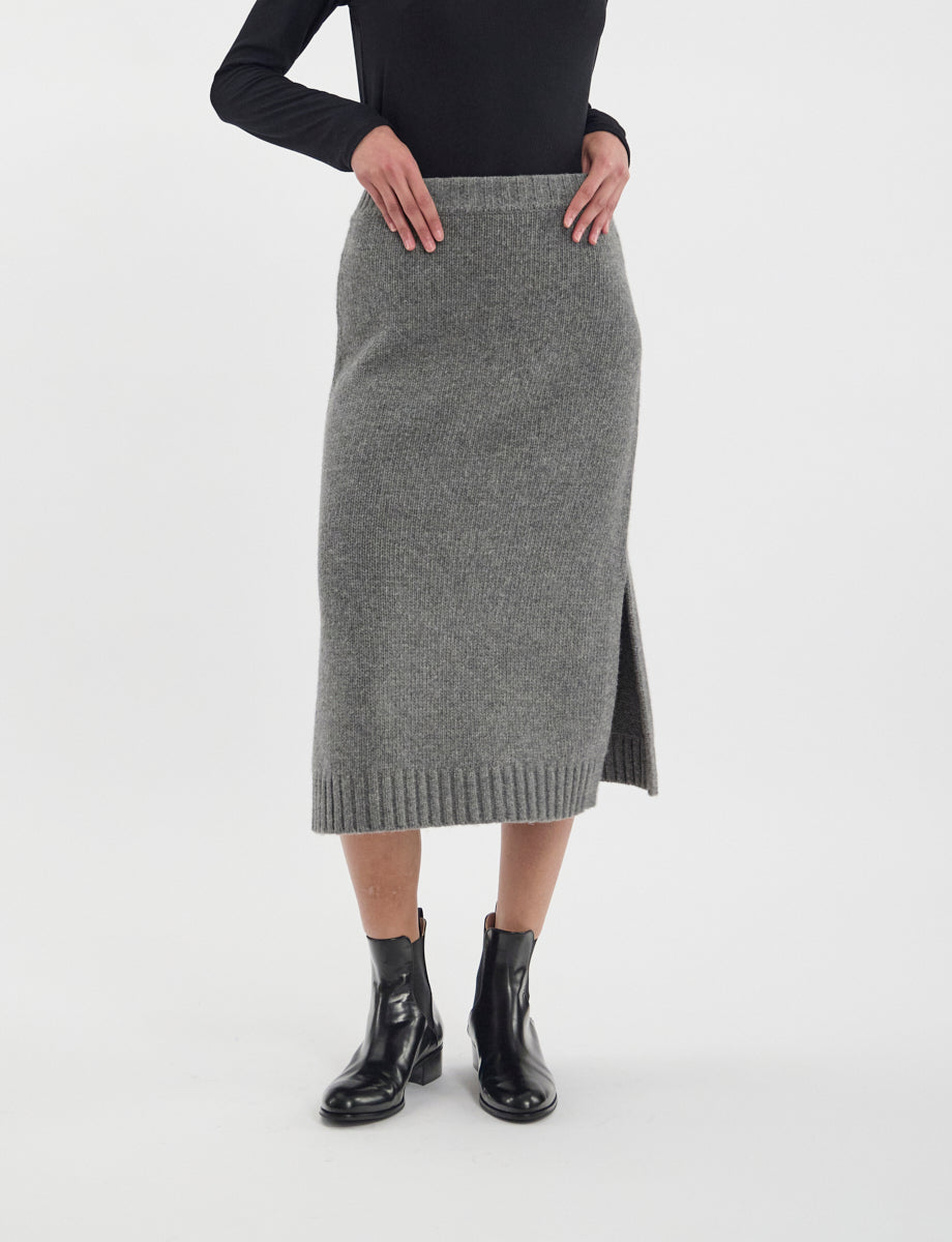 40qty NEW  / Jupe Damia en cachemire -  Mid Grey