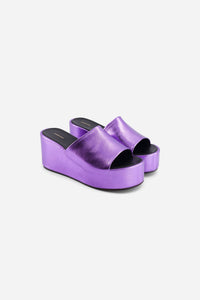 Sandales à plateforme Greece irisées en cuir - Purple