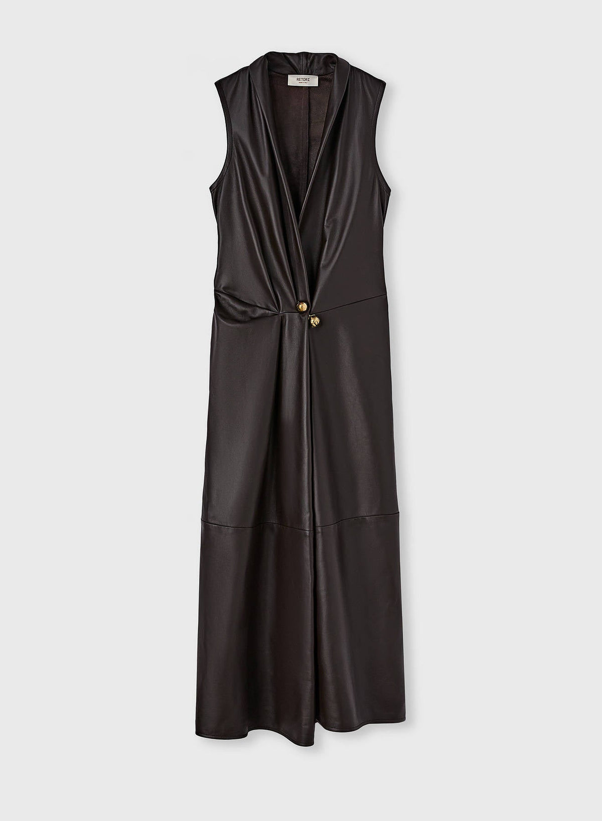 CHOCOLATE LEATHER VEST DRESS