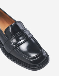 Embossed leather loafers - Black