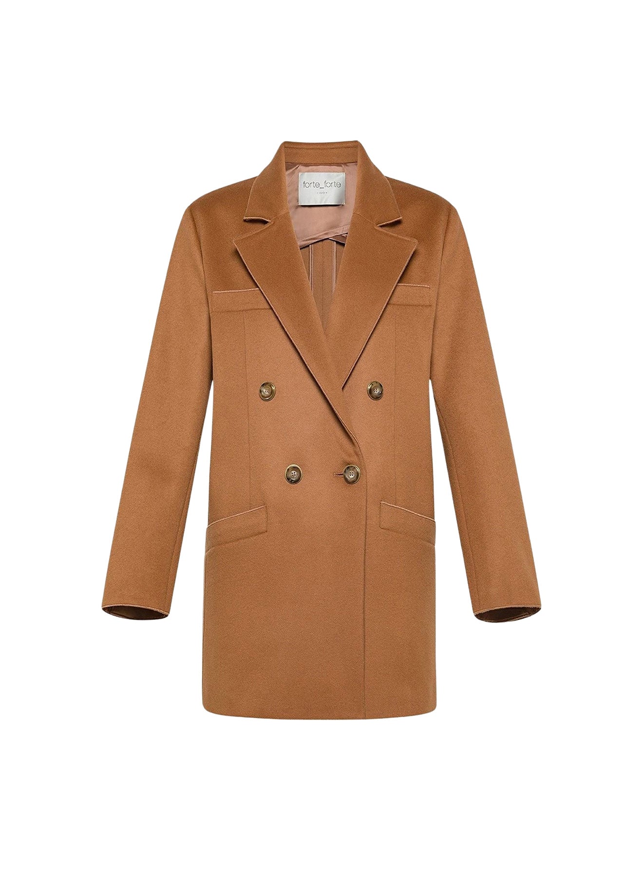 Veste longue en laine et cachemire - Noisette