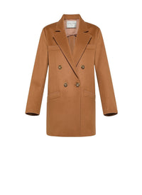 Veste longue en laine et cachemire - Noisette