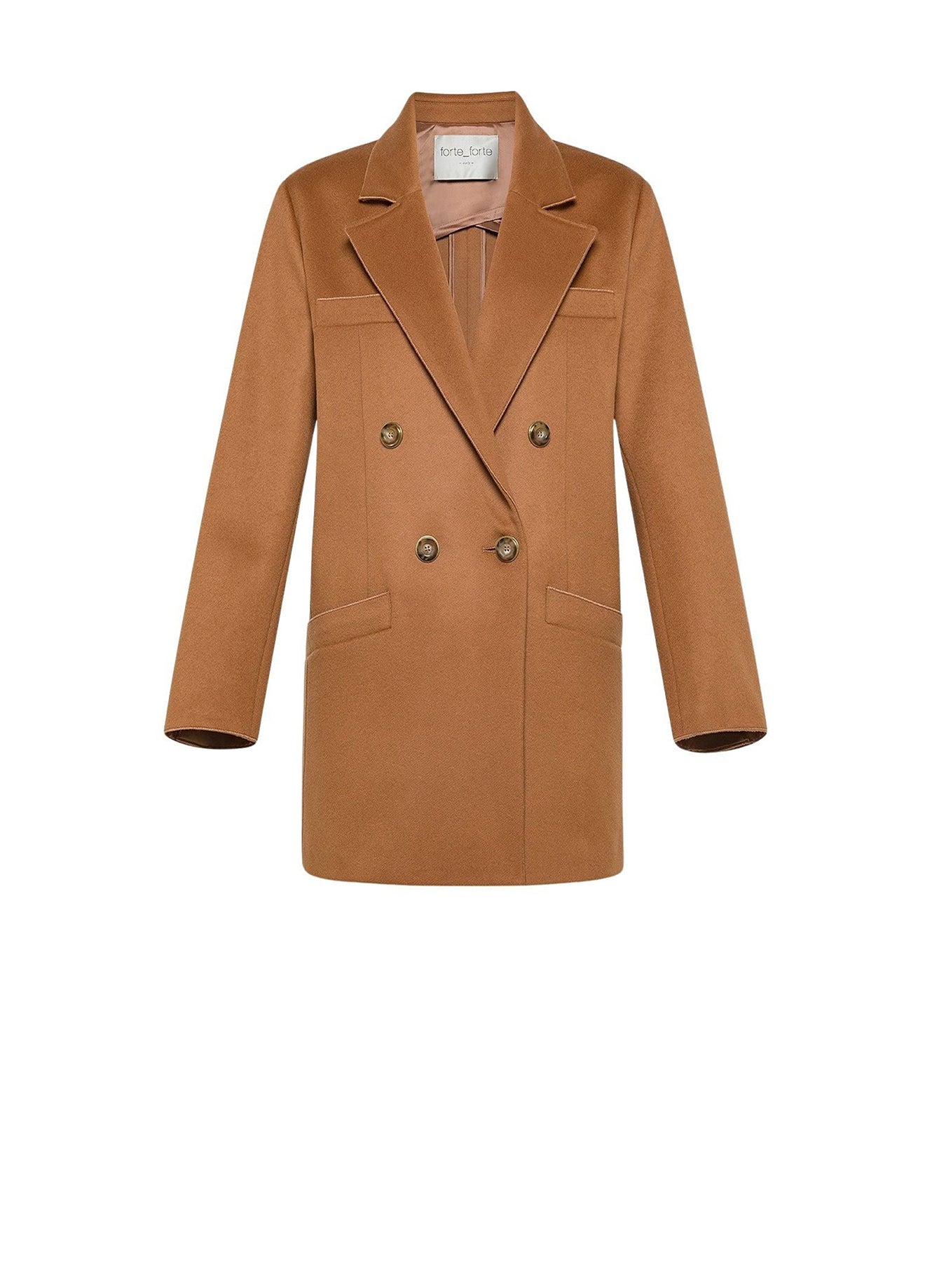 Veste longue en laine et cachemire - Noisette
