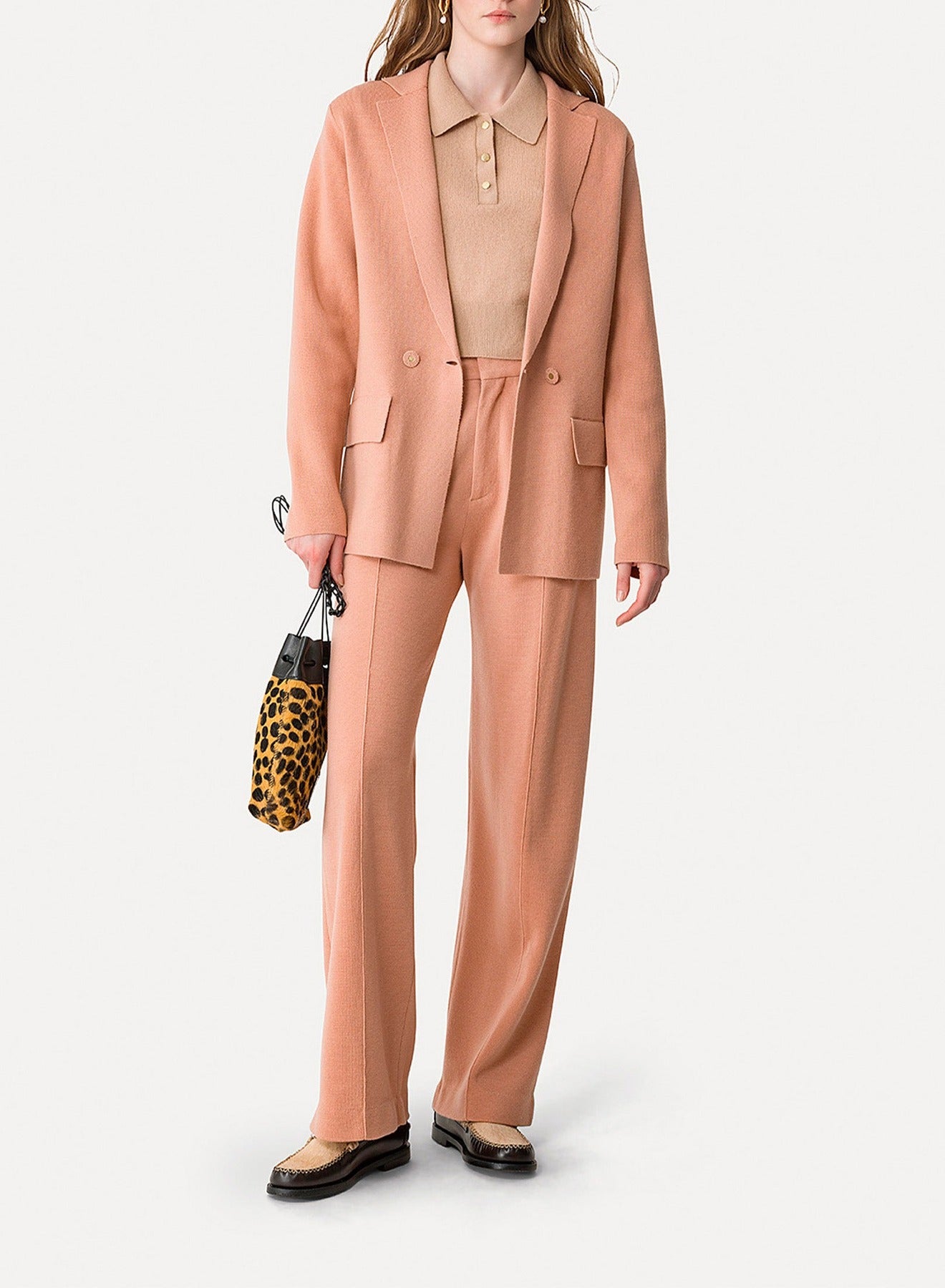 Veste oversize en laine cachemire mélangé - Noisette
