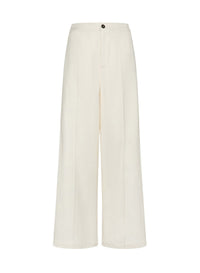 Pantalon taille haute en coton - Cream