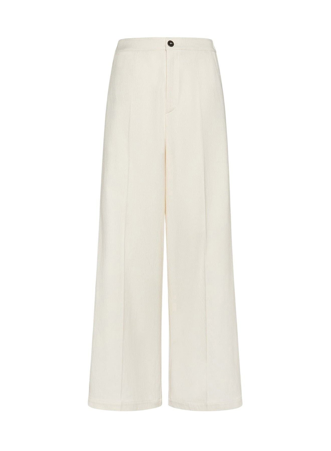 Pantalon taille haute en coton - Cream