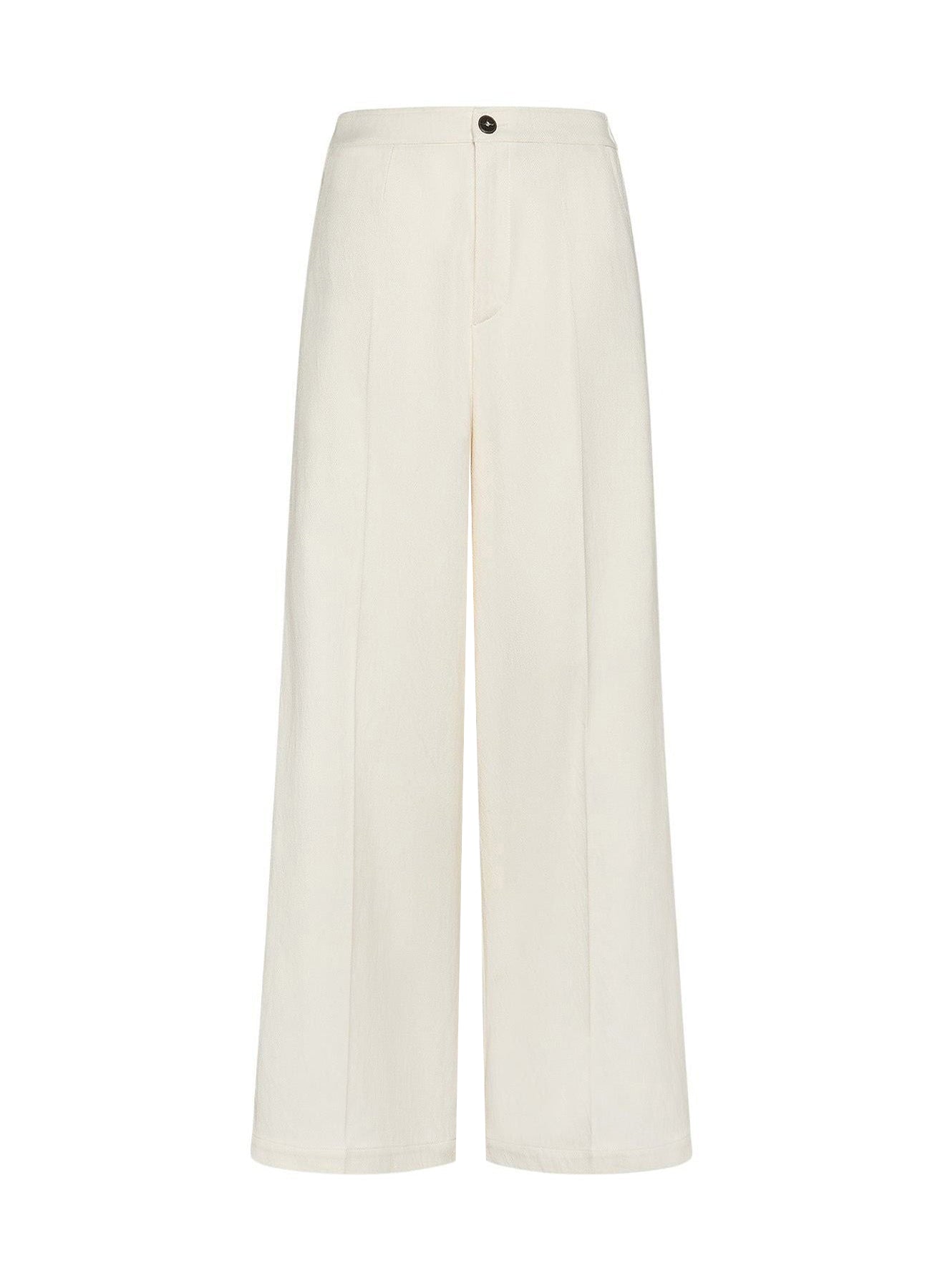 Pantalon taille haute en coton - Cream