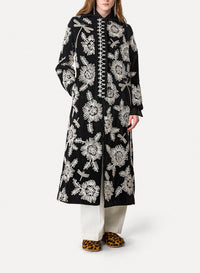 Manteau en velours brodé Voilà Une Fleur - Nero