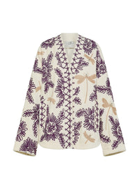 Kimono en velours brodé Voilà Une Fleur - Rubis