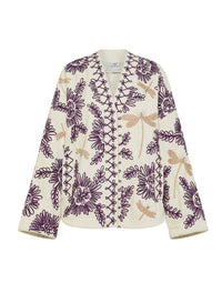 Kimono en velours brodé Voilà Une Fleur - Rubis