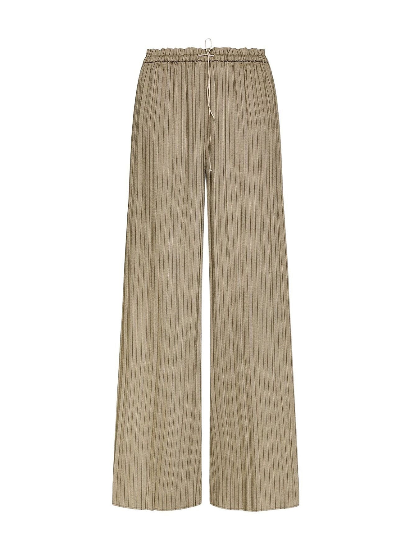 Pantalon plissé à chevrons et rayures fines en laine - Noce