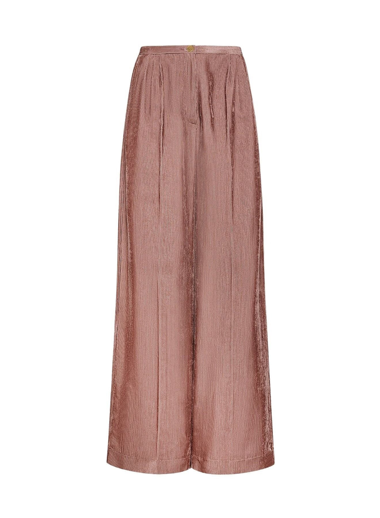 Pantalon taille basse en velours fluide - Poudre