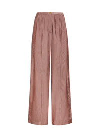 Low-waisted trousers in flowing velvet - Powder