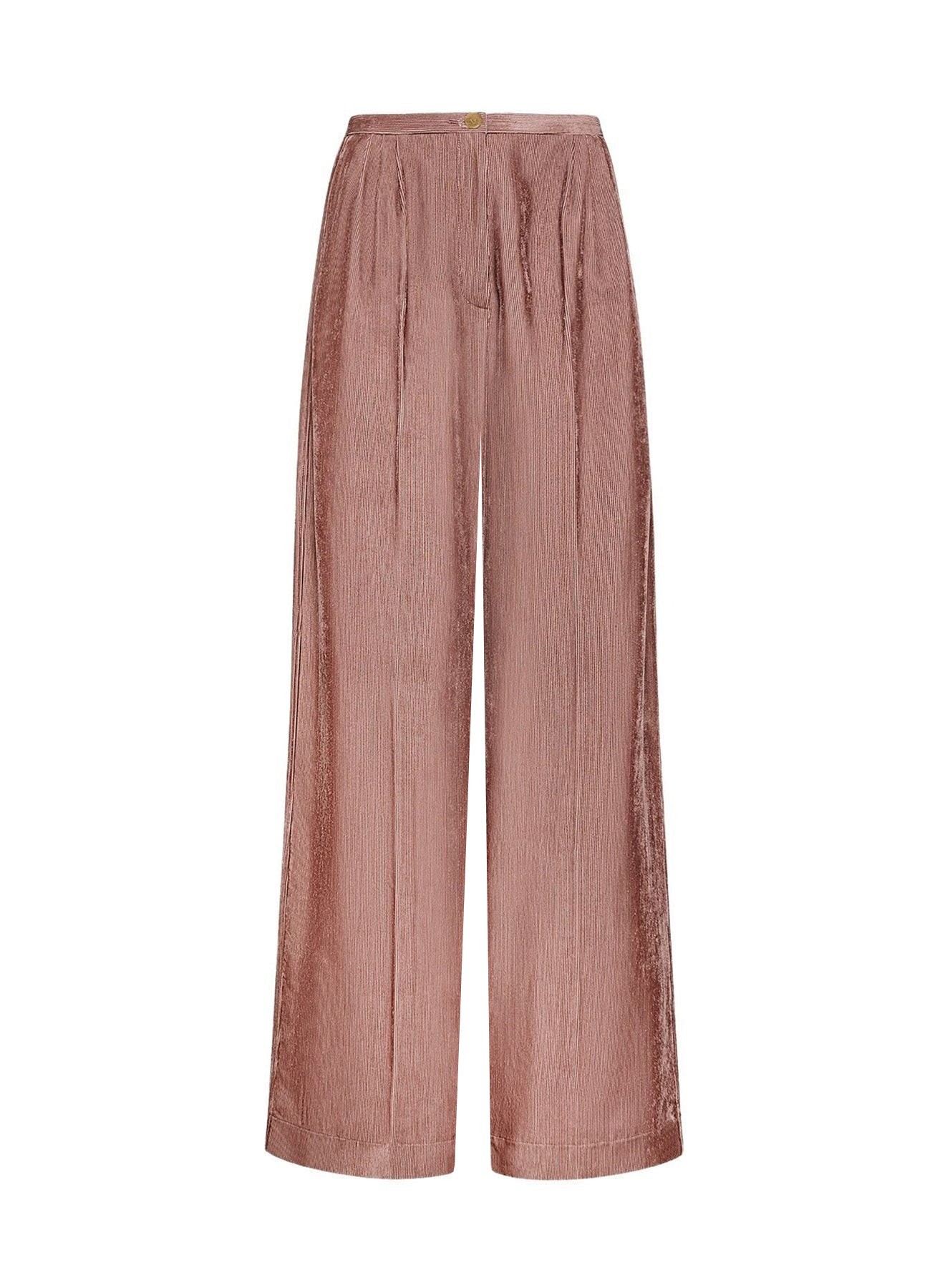 Low-waisted trousers in flowing velvet - Powder