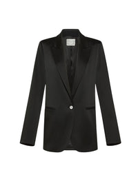 Veste à col en pointe en satin - Nero