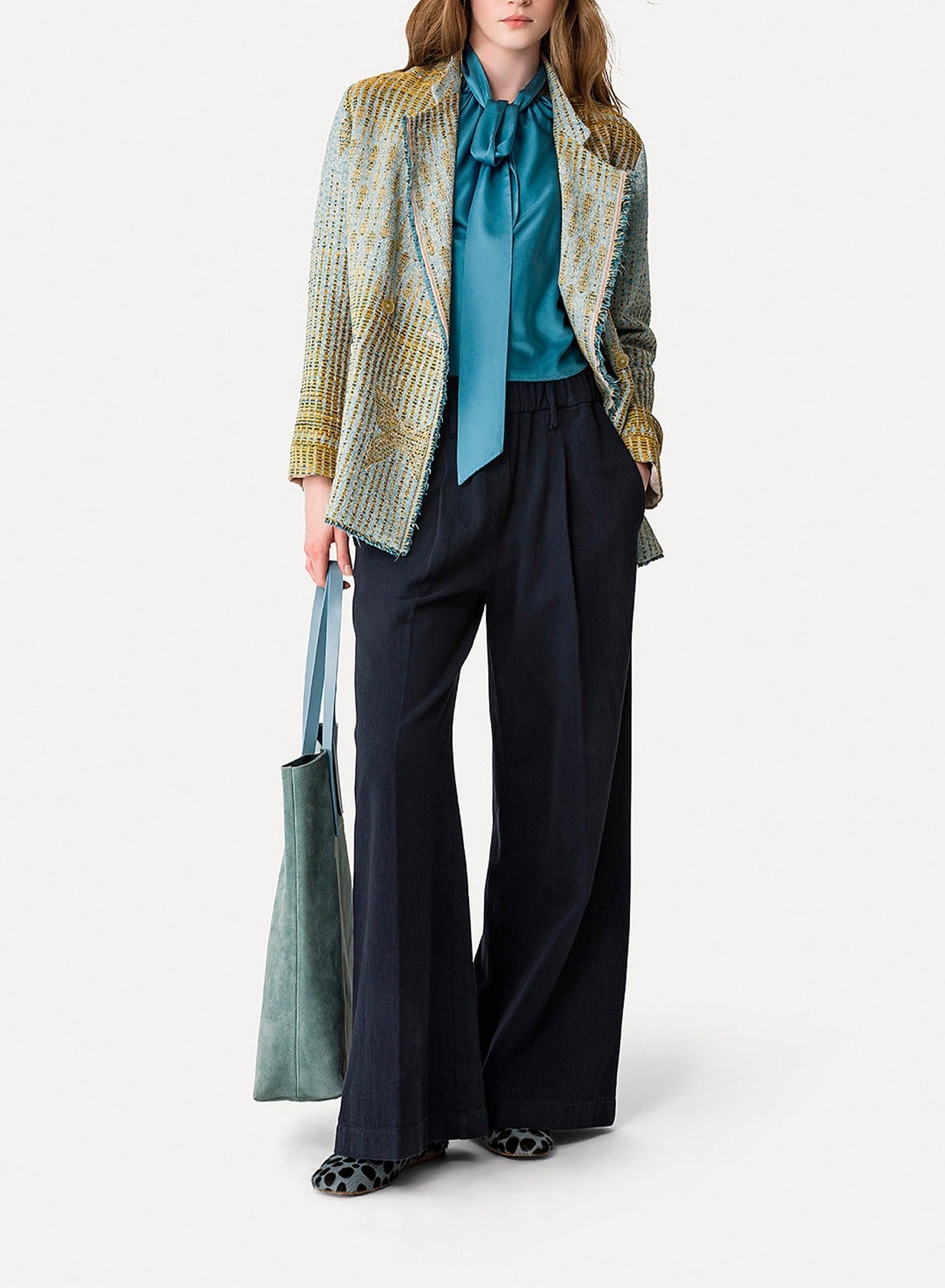 Blouse à nœud en soie - Ceruleo