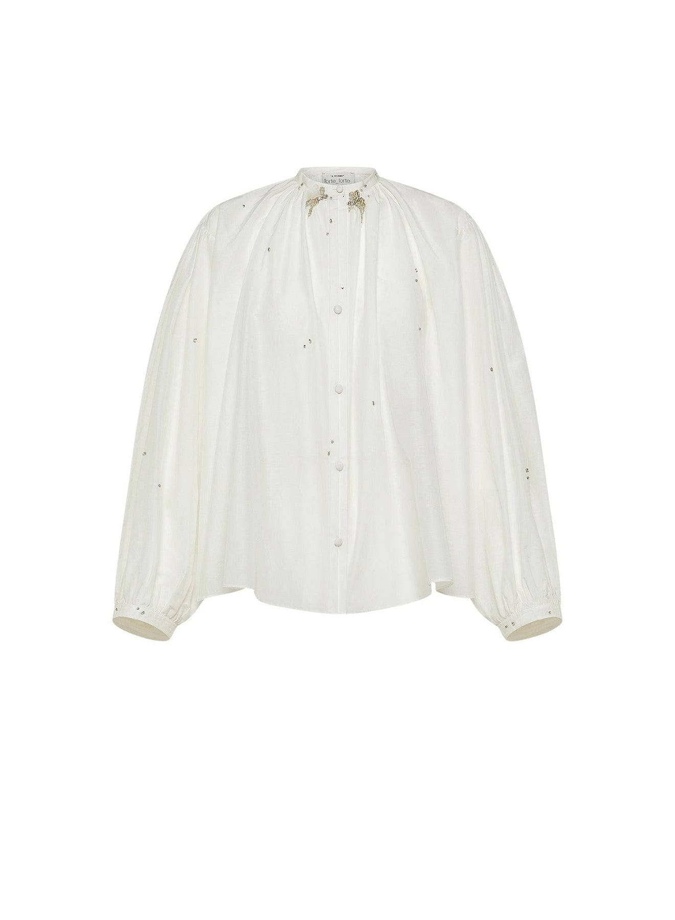 Chemise brodée Carrousel Des Sylphes en soie mélangée - Bianco