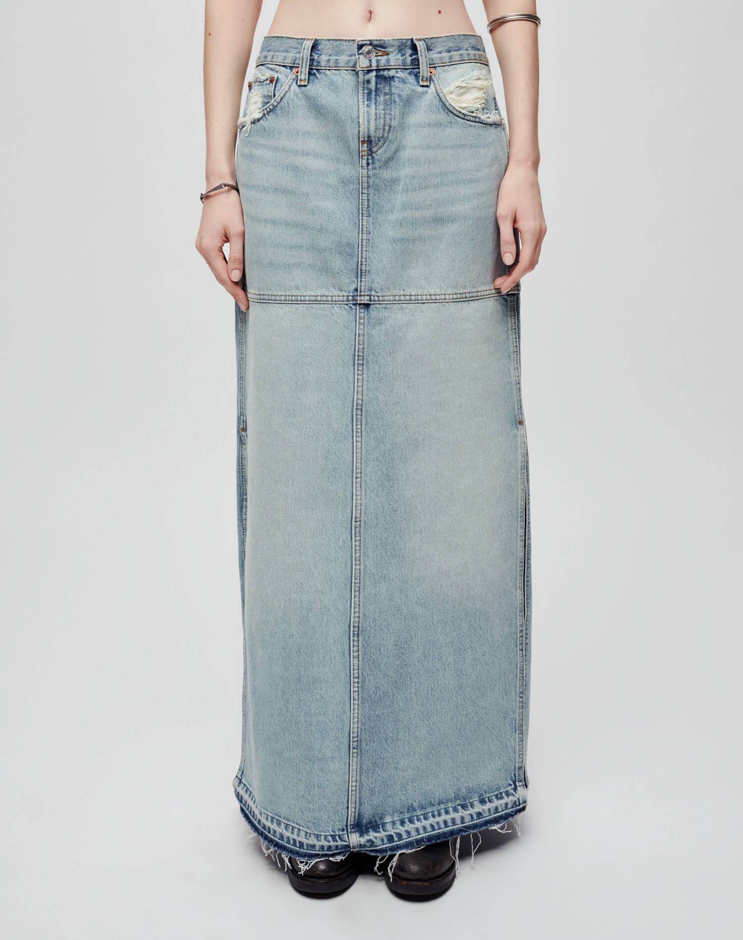 Jupe fendue mid-rise - Ripped Tide