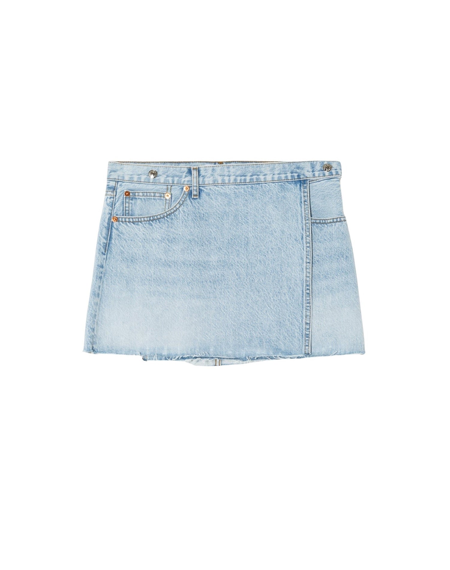 Mini jupe portefeuille mid-rise - Maliblue