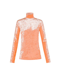 T-shirt à col roulé en velours irisé - Tangerine