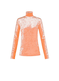T-shirt à col roulé en velours irisé - Tangerine