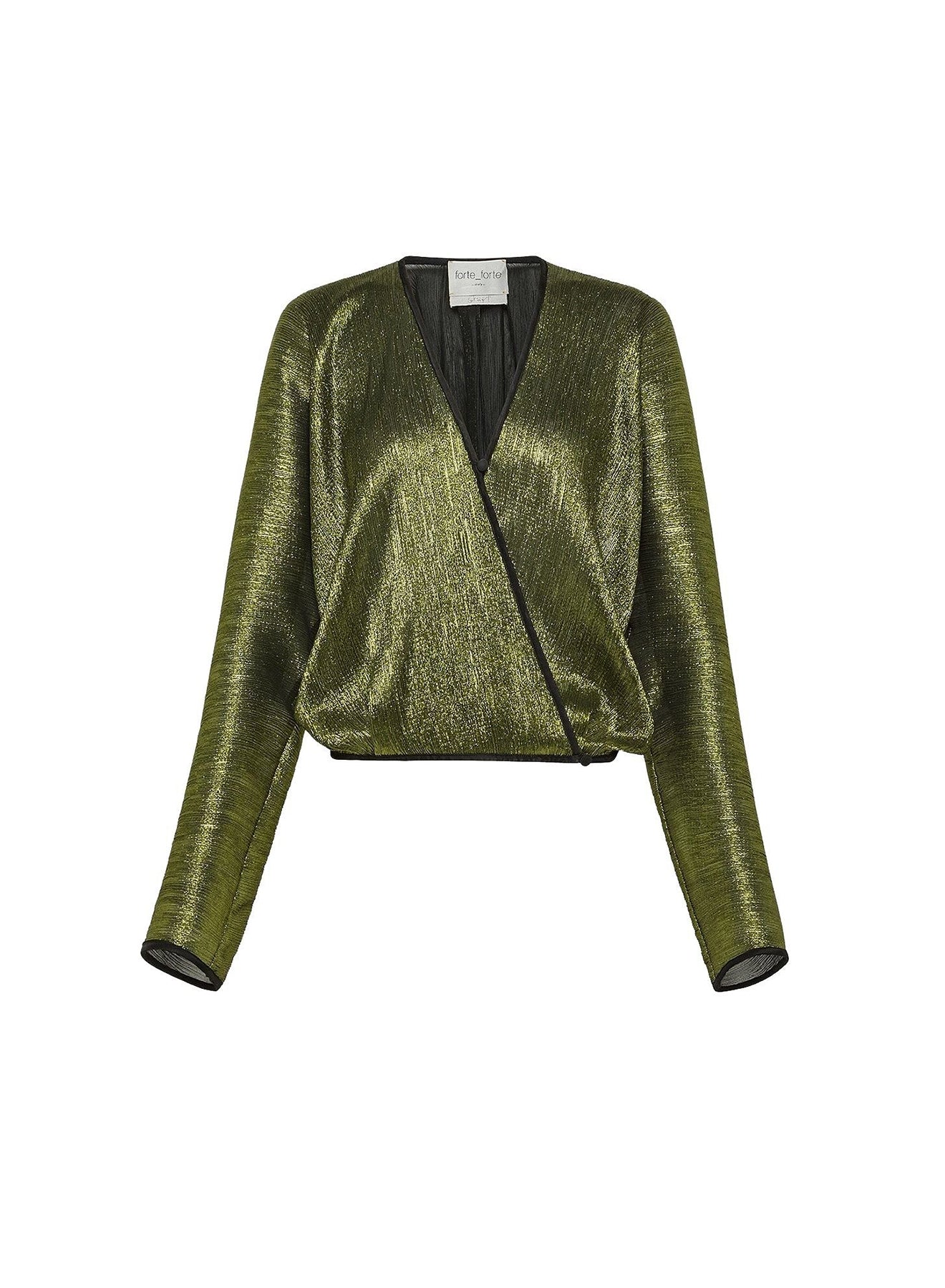 Chemise kimono en lamé froissé - Moss