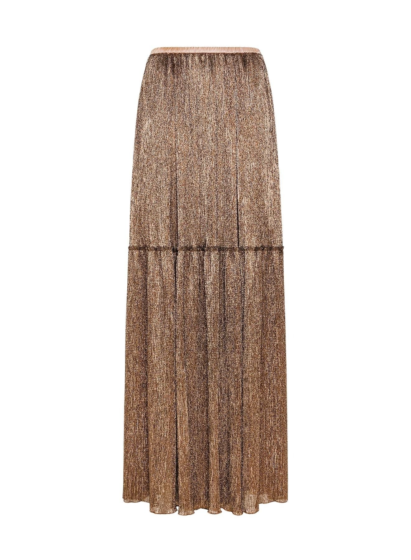 Jupe longue en lamé froissé - Poudre
