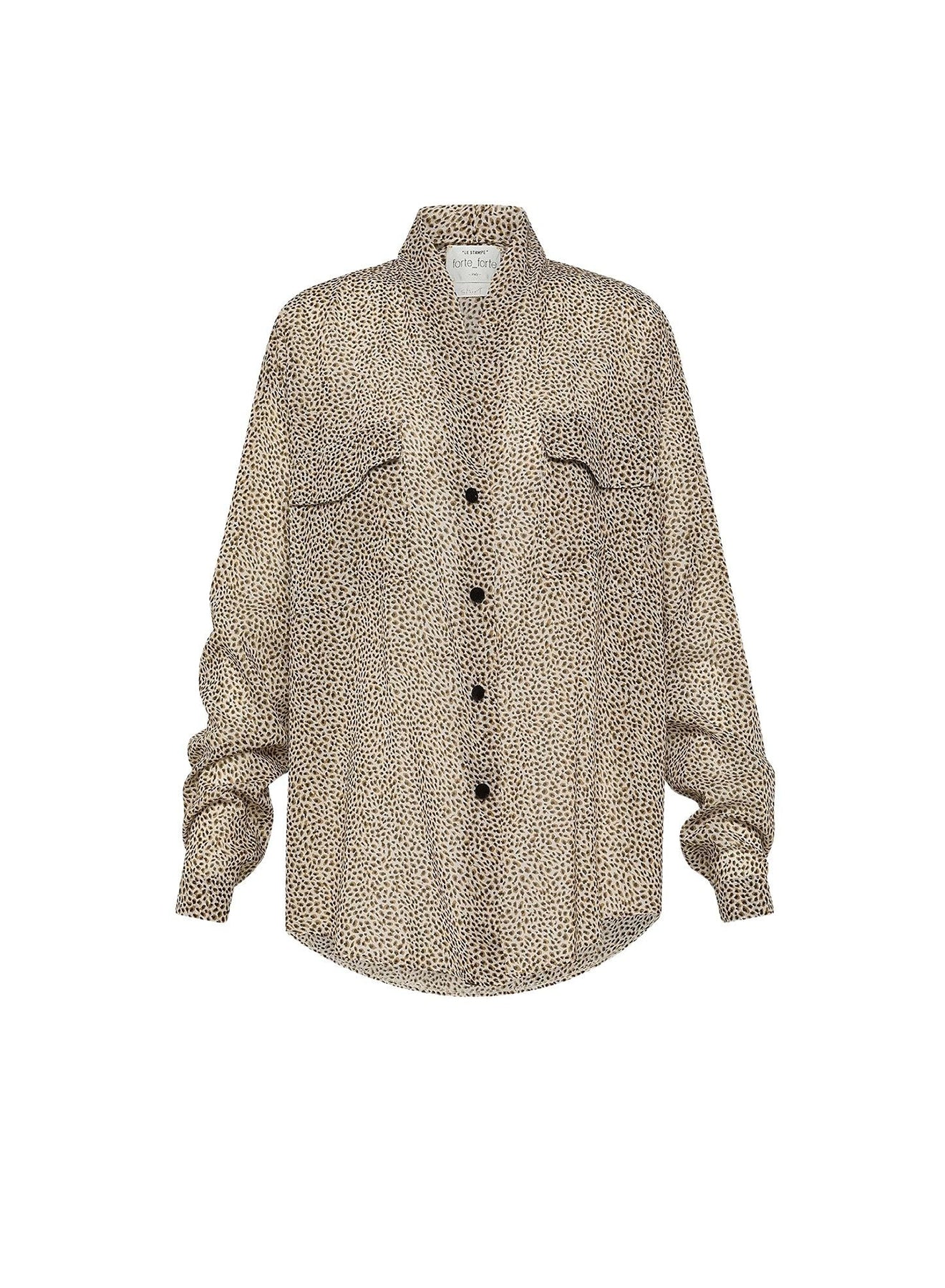 Chemise imprimé Les Petites Pois en soie mélangée - Noisette