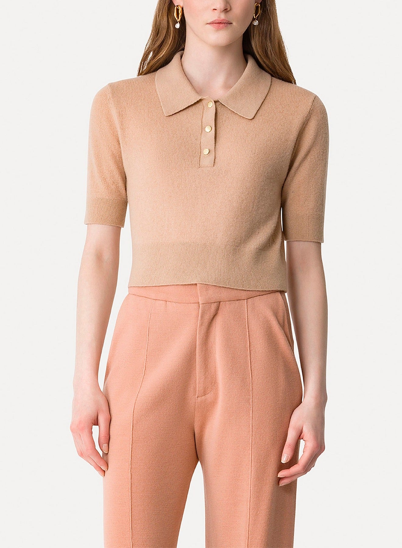 Polo en laine de cachemire - Noisette