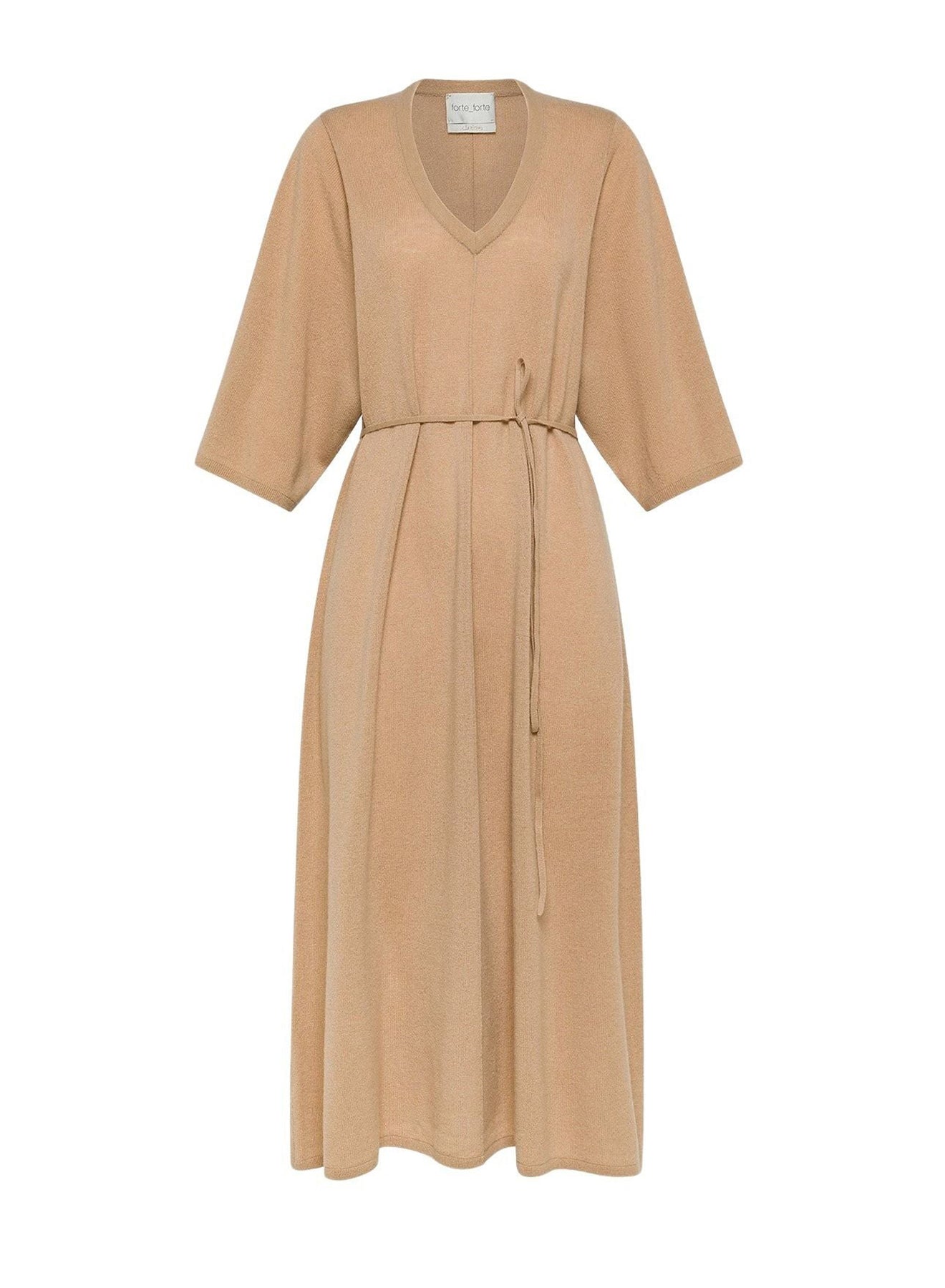 Robe midi en laine cachemire mélangé - Noisette