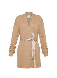 Cardigan en laine cachemire mélangé - Noisette