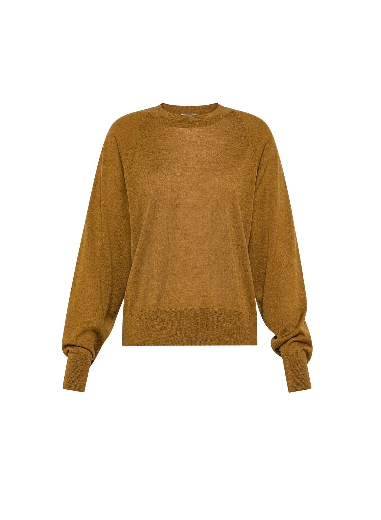 Pull à col rond en laine - Noisette