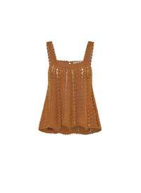 Débardeur au crochet en laine - Noisette