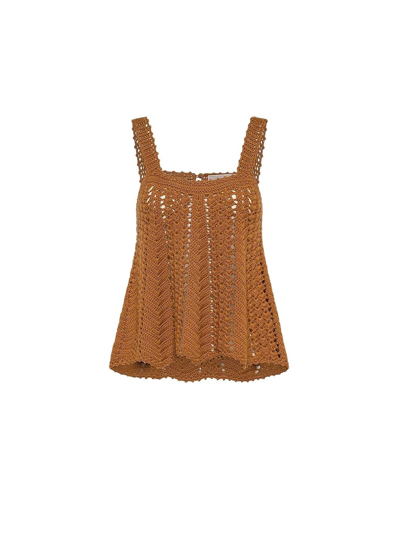 Débardeur au crochet en laine - Noisette