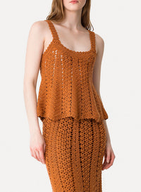 Débardeur au crochet en laine - Noisette