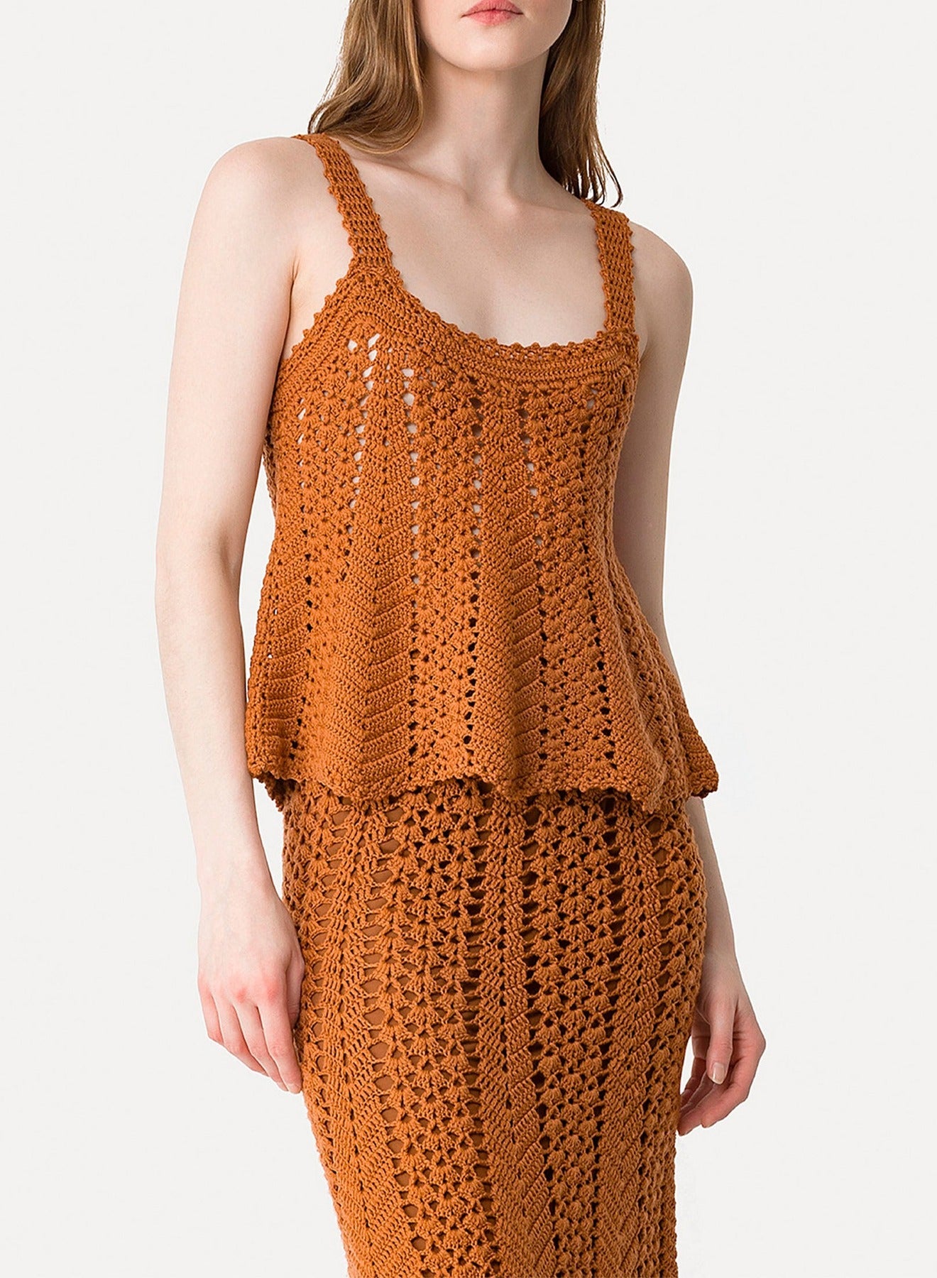 Débardeur au crochet en laine - Noisette