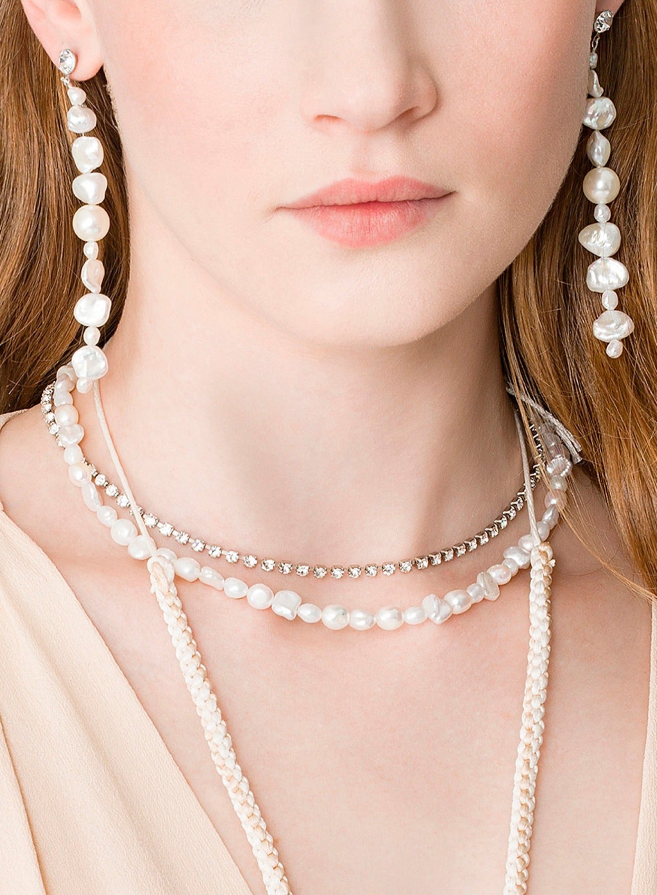 Collier de perles et de cristaux - Pearl