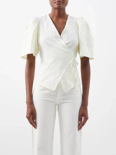 Chemisier enveloppant à rayures en coton - Stripe Flan